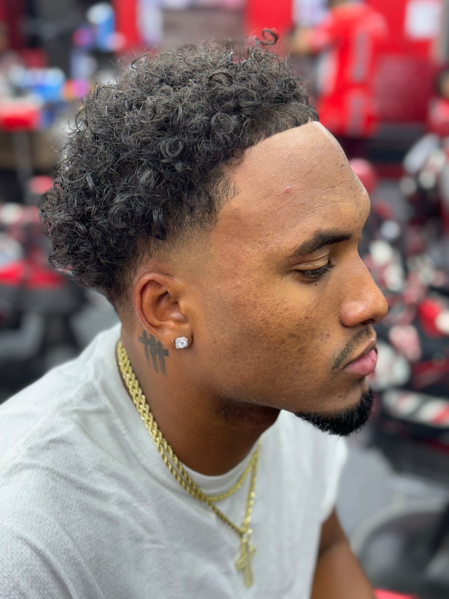 Curly taper fade