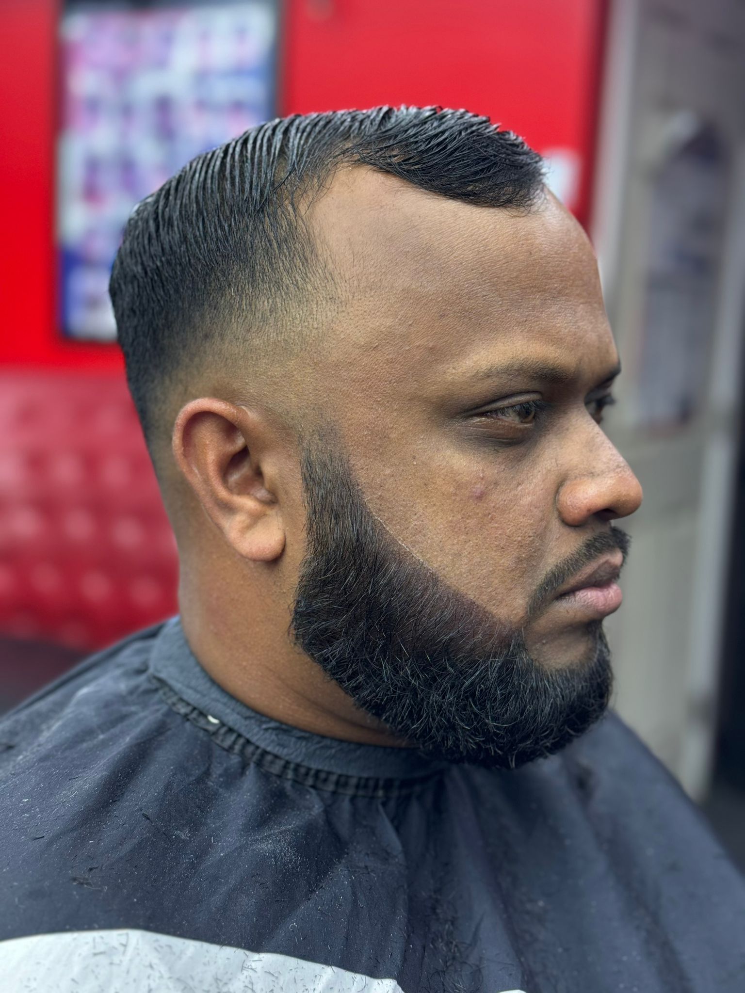 Comb over with full beard
