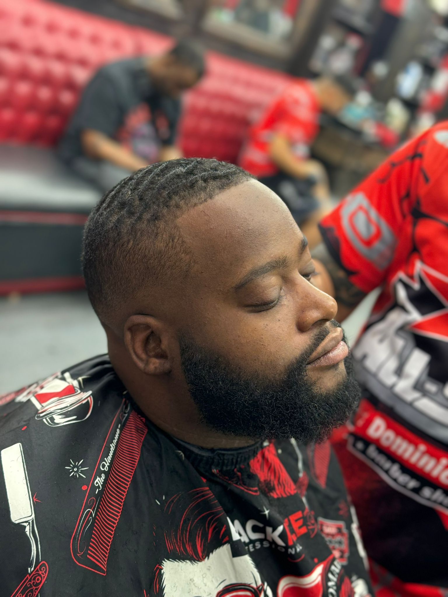 Braids with fade and beard
